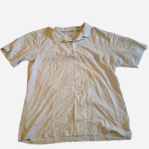 Honolua Men's XXL Short Sleeve Button Up Shirt Light Blue Embroidered Floral...